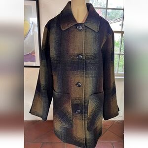 Pendleton Ladies' Wool Topper Coat in Green Plaid NWT